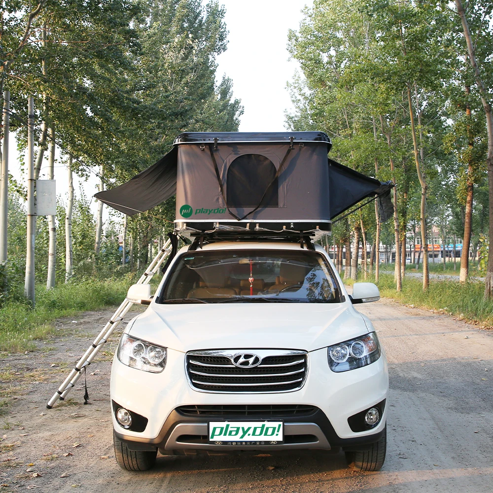 High quality fiberglass hard 4*4 car roof top tent with  rack