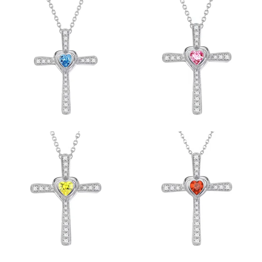 

European & American Personalized Necklace, Heart-Shaped Cross Pendant, Versatile Women's Necklace