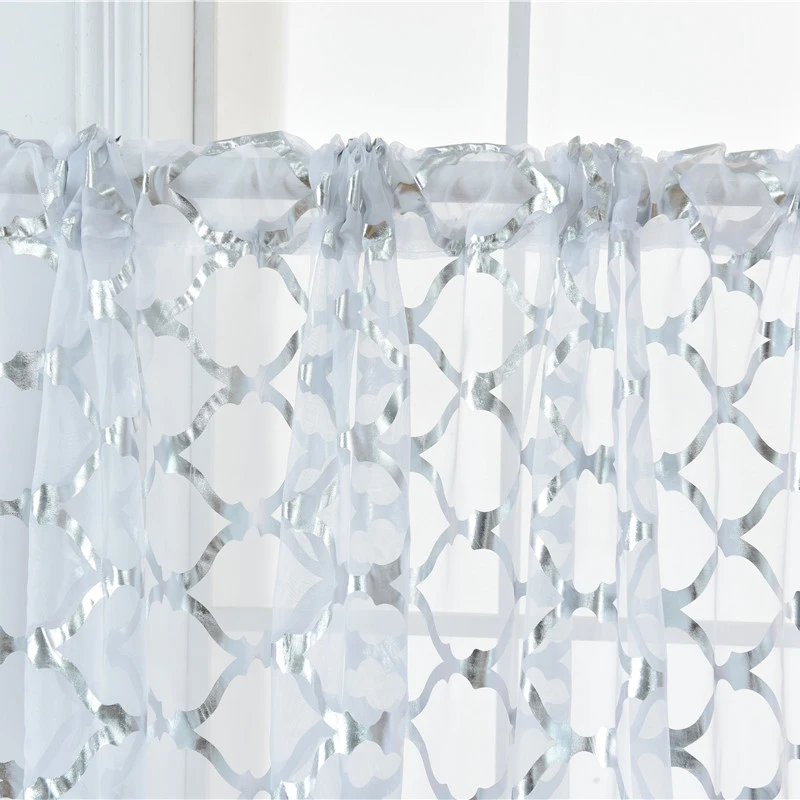 Hot Stamping Curtain Luxury Curtains for Living room Vertical Curtains silver tulle wedding decoration curtain cortinas