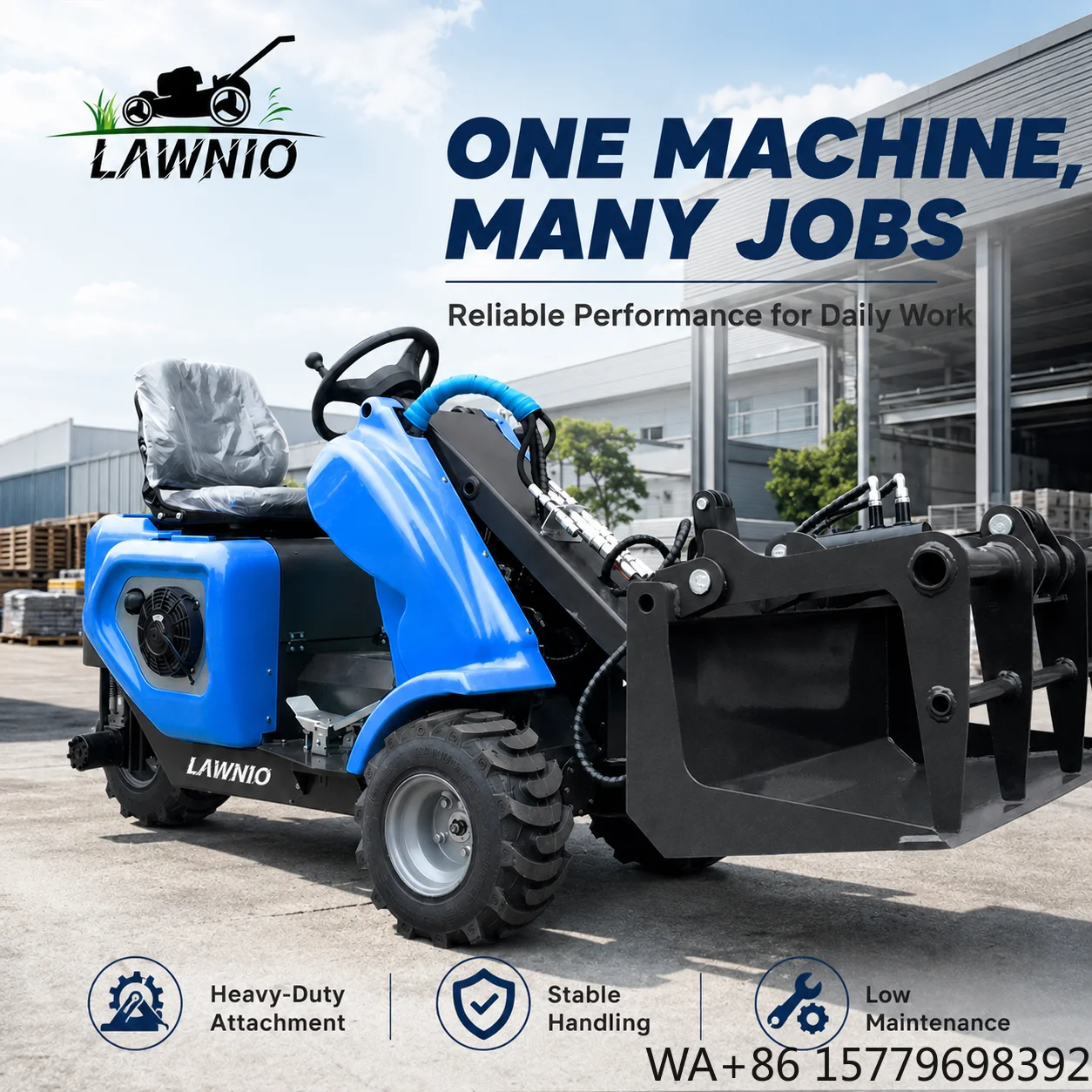 Fully Customizable Skid Steer Loader  250kg Load Capacity Not Easy to Tip Over Manor Skid Steer Loader