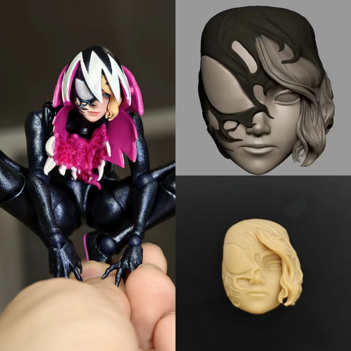 

[5 days made] 1/12 Scale Female Girl Classic Spider Unpainted Resin Head Sculpt Fit 6inch Action Figure Model Body Toys