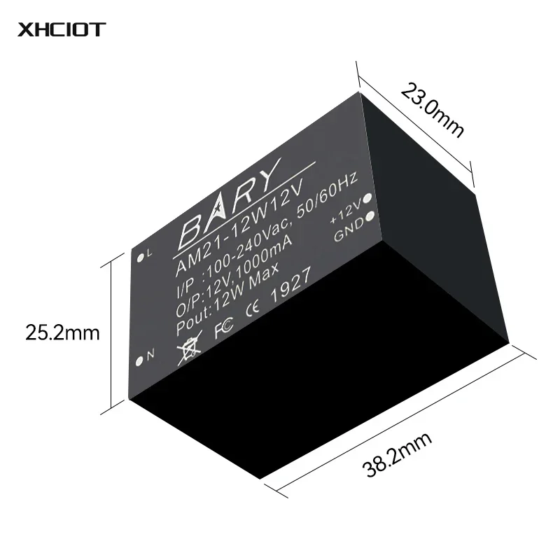 10 peças 12w AC-DC módulo de fonte de alimentação de comutação buck 100-240v a 12v 12w 1a dip AM21-12W12V para lâmpada led alarme de segurança mcu xhciot