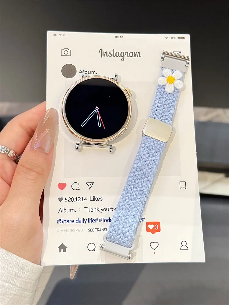 

Стильный нейлоновый ремешок Nice Daisy для Samsung Galaxy Watch 7 FE 5 Pro 4 6 Classic 44 мм 40 мм, спортивный браслет, ремешок для часов.