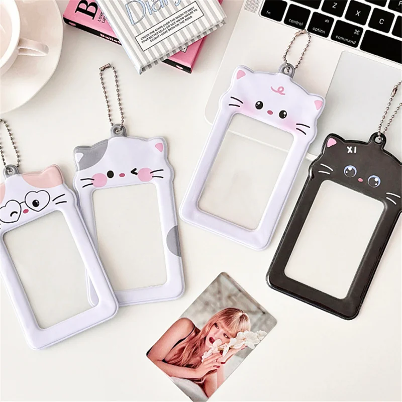Cute Cat 3 Inch Pvc Photo Card Holder Lomo Card Postcard StorageAlbum Photo Collection Cardphoto Card Packaging Supplies