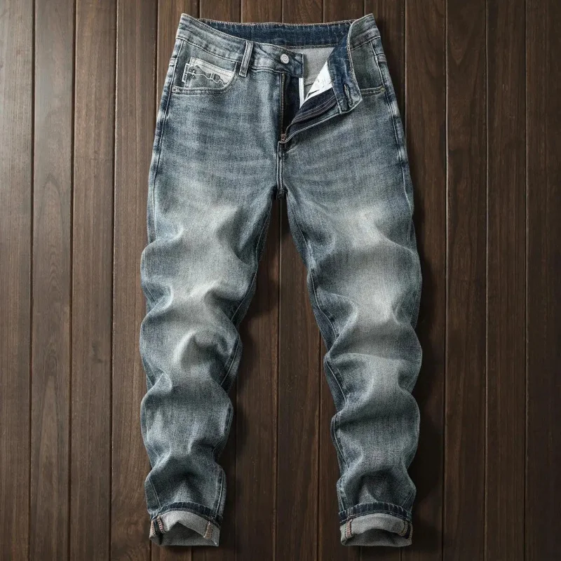 

2026 New Collection Korean Fashion Slim Straight Denim Jeans Retro Men's Slim Fit Slightly Loose Street Style Trendy Versatile C