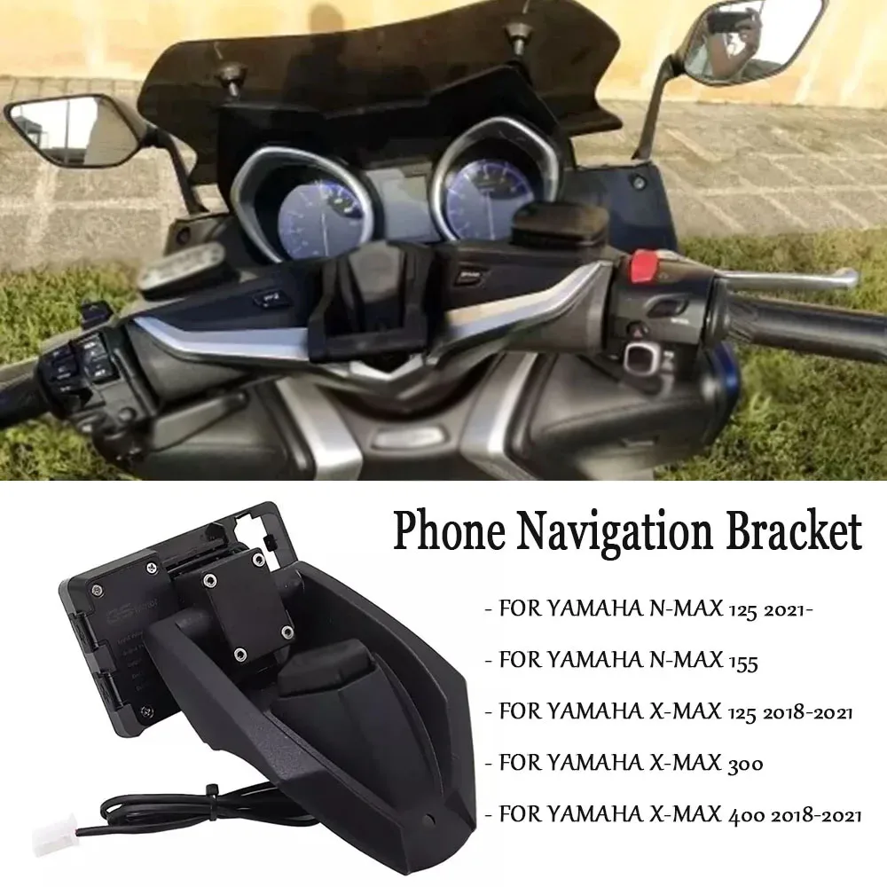 

Motorcycle FOR YAMAHA X-MAX 300 400 N-MAX 155 Motorcycle Phone Navigation Bracket Support USB Charger Port Accessories