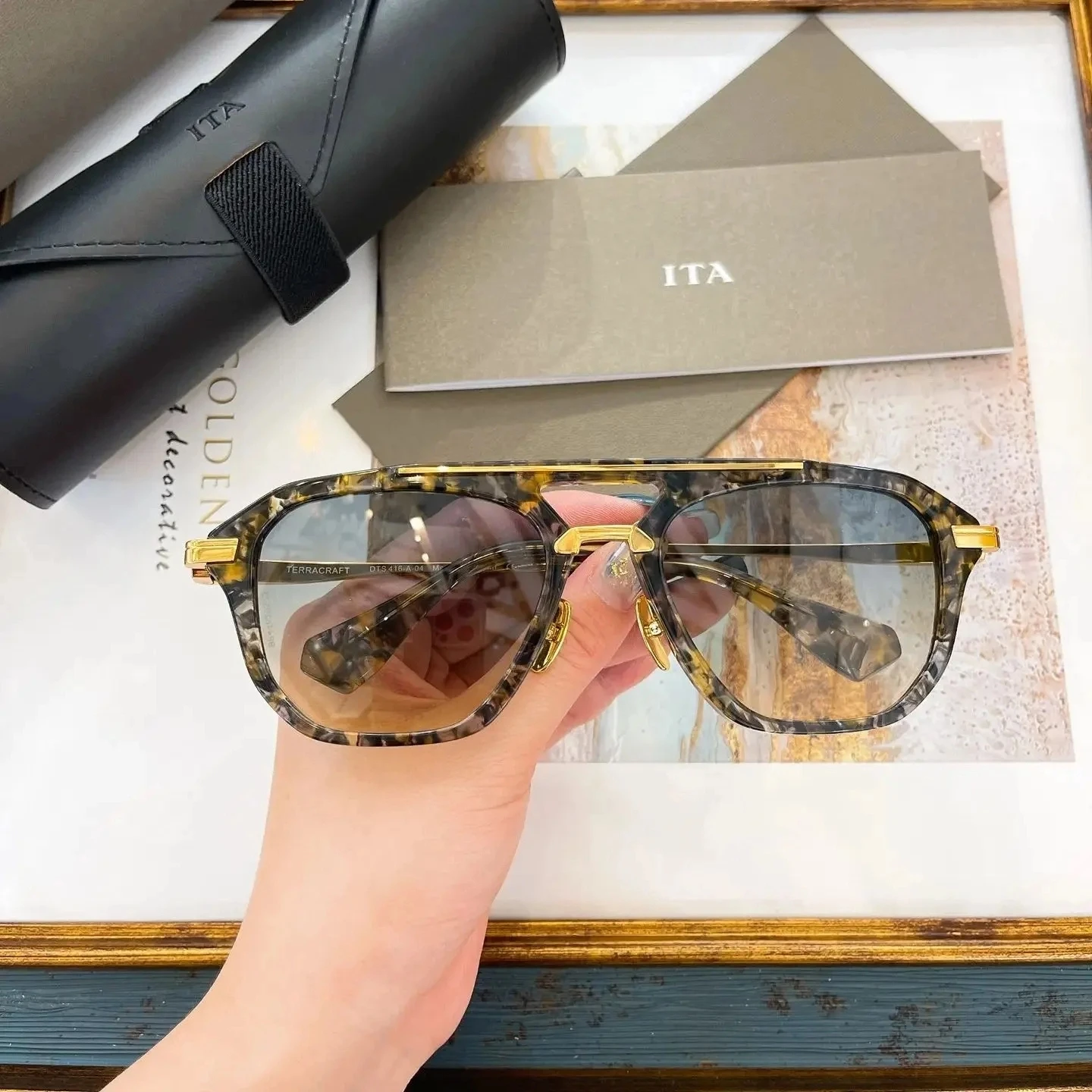 

Original LIANGCHENDITA TERRACRAFT DTS416-A UV400 Driving Anti-Glare Men Sunglasses Retro Popular Luxury Women Couple Eyewear