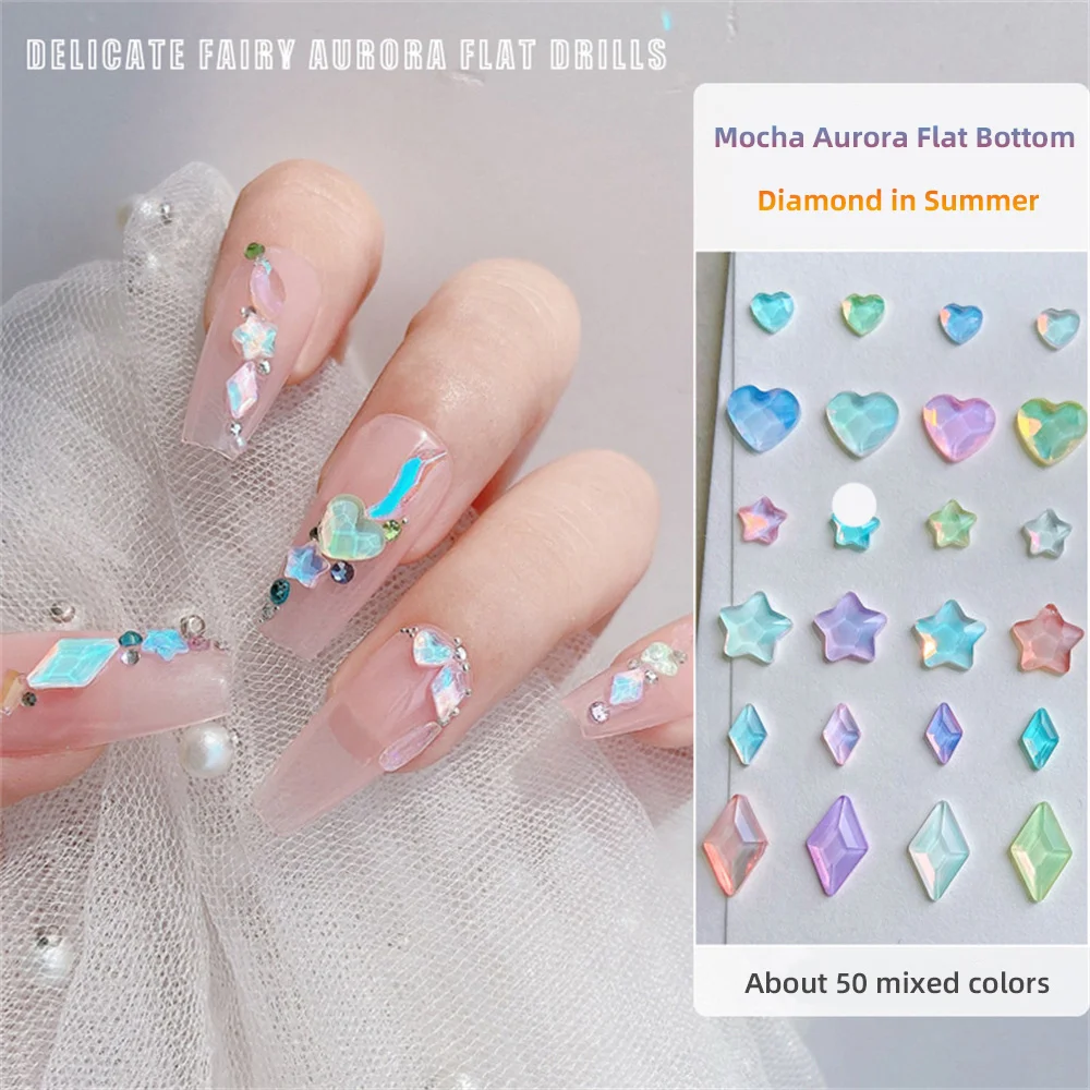 1 ~ 4set bagian kuku Glitter berlian imitasi berkilau kristal persegi panjang alat seni kuku perhiasan kaca perhiasan desain 3d