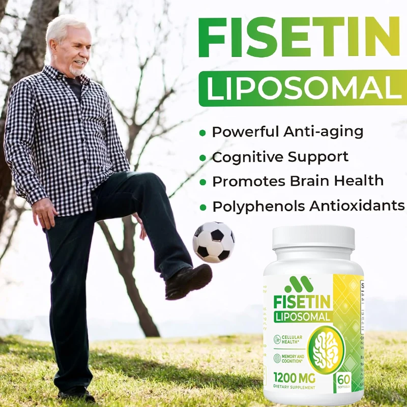 Pure Fisetin Antioxidant Supplements, Saúde Imunológica Antioxidante, Suporte Cognitivo ao Envelhecimento, Não OGM, 1200mg, 60 Cápsulas