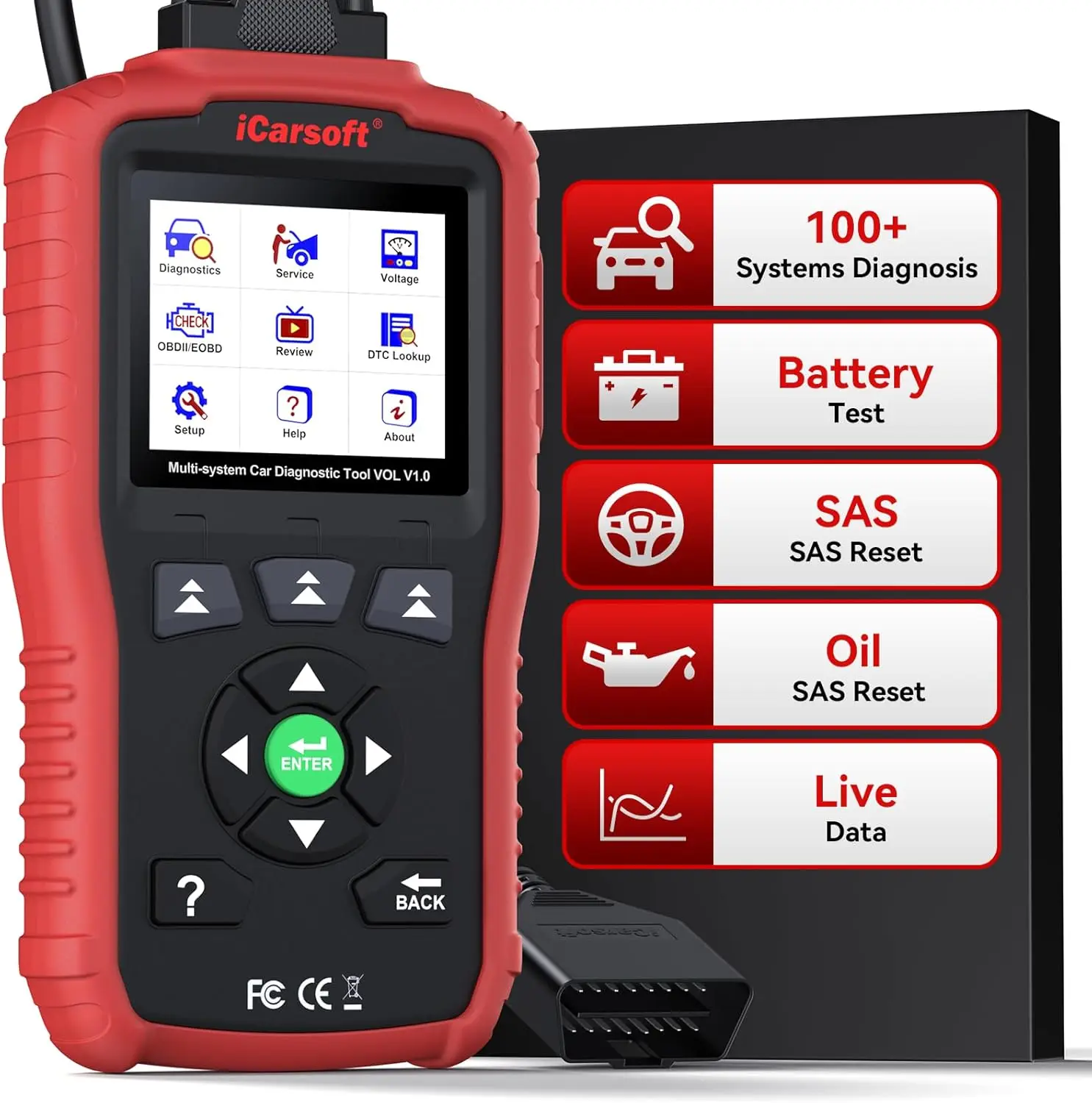 

OBD2 Scanner for Volvo/Saab, VOL V1.0 All-System Diagnostic Tool, Oil/SAS Reset, Live Data, ABS Engine Transmission Code Reader