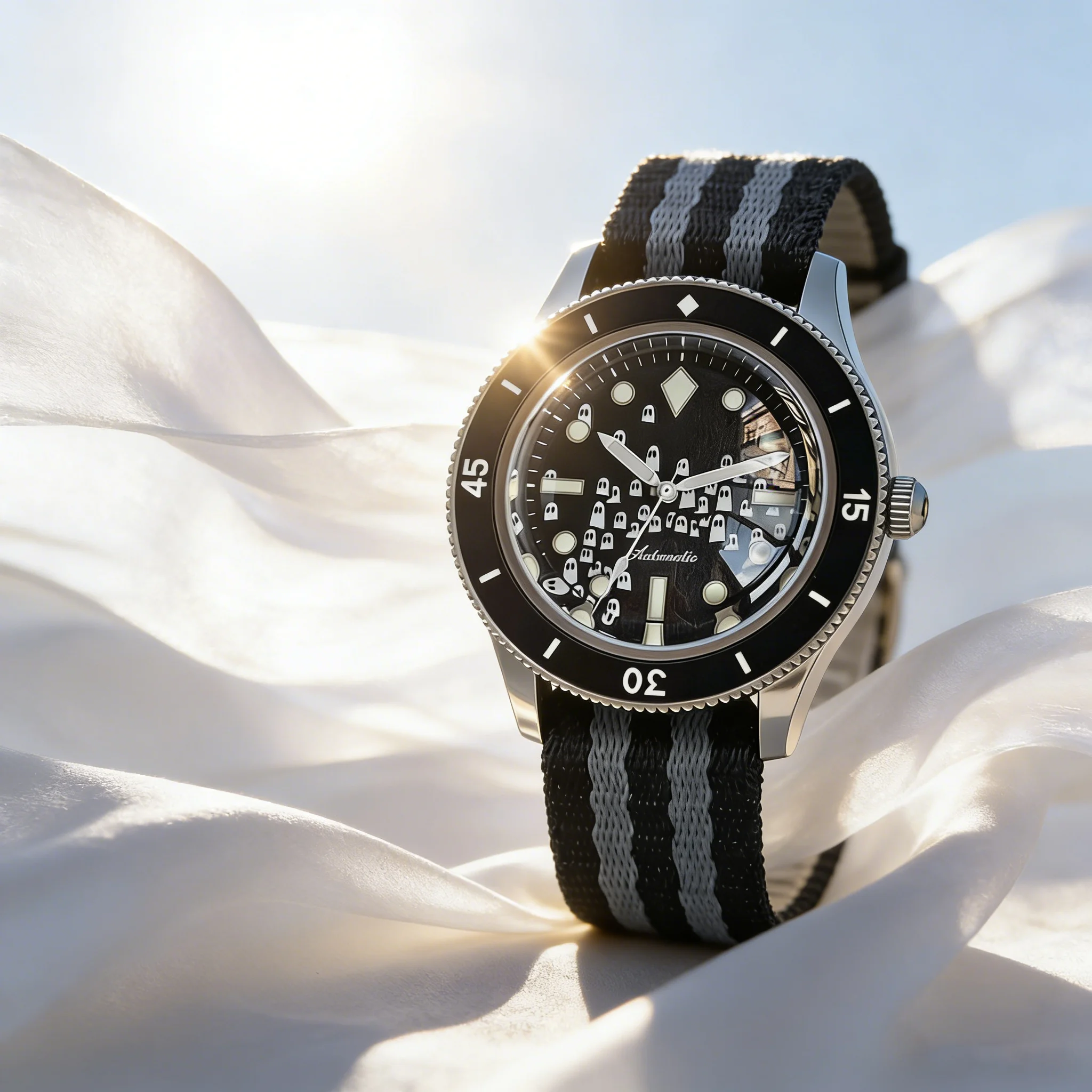 Tandorio 40mm NH35A Mechanical Wristwatches 200m Waterproof White/Yellow Lume Diver Watches For Men Ghost Dial