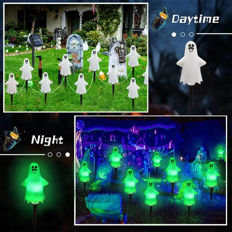 Halloween Path Lights Waterproof Solar Ghost Stake Lights Halloween Solar Stake Lights Halloween Ghost Decorations Outdoor