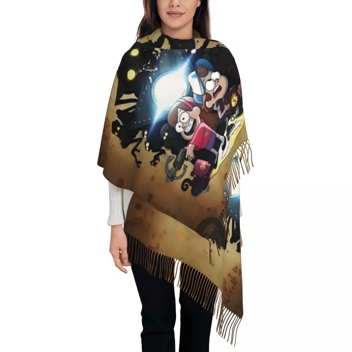 

Custom Print Gravity Falls Cartoon Scarf Women Men Winter Fall Warm Scarves Cute Comedy TV Series Anime Shawl Wrap