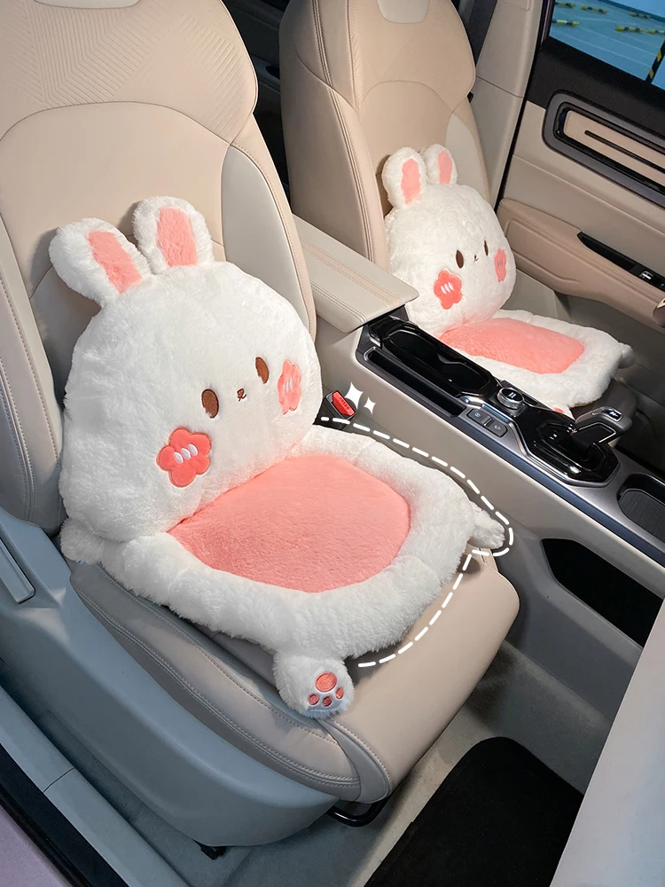 New Cartoon Cute Rabbit Plush Four Seasons Universal Soft Seat Cushion Lumbar Support Car  Headrest Neckpillow