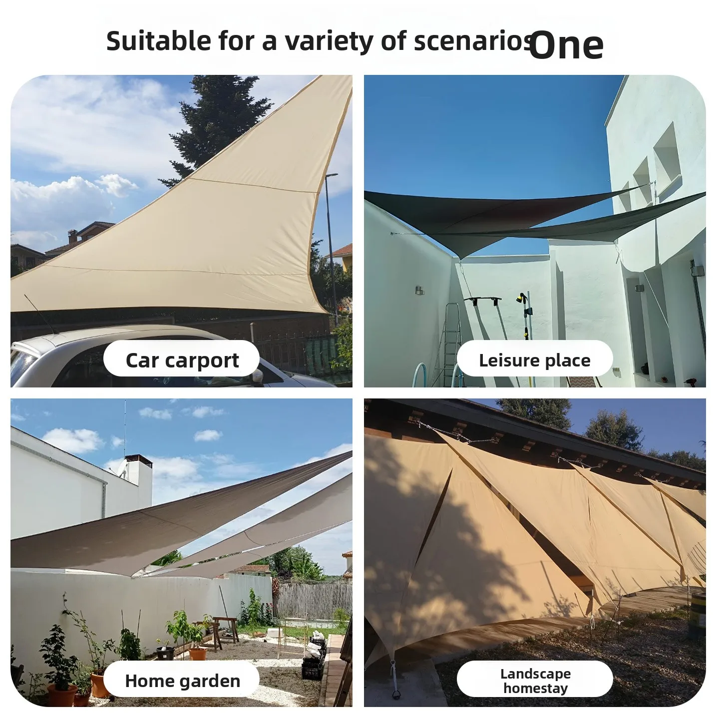 Custom Triangle Sun Shade Sail Waterproof UV Protection Outdoor Canopy Patio Balcony Garden Rainproof Sun Shade Cloth