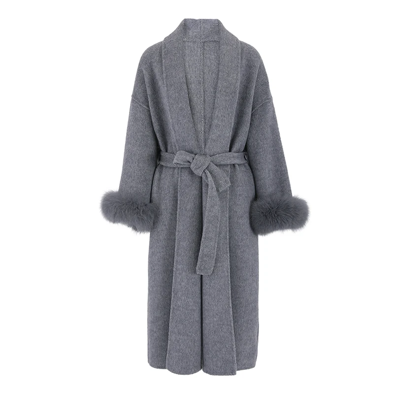 [EWQ] Chic 100% Wool Thick Long Woolen Coats Women 2024 Autumn Winter Double-faced Cashmere Jacket Big Size Overcoats 16U6790