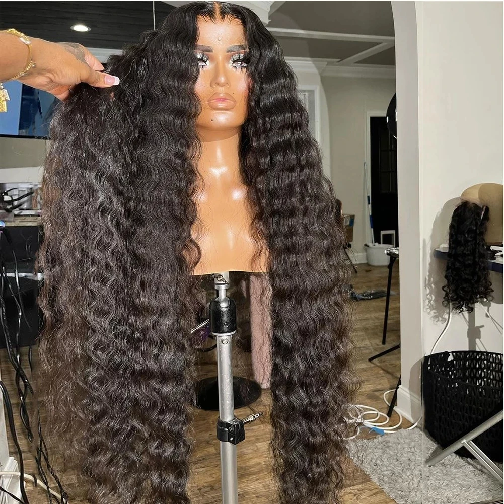 Long Soft Natural Black Glueless 26“180Density Deep Wave Curly Lace Front Wig For Women With BabyHair Preplucked Daily Cosplay