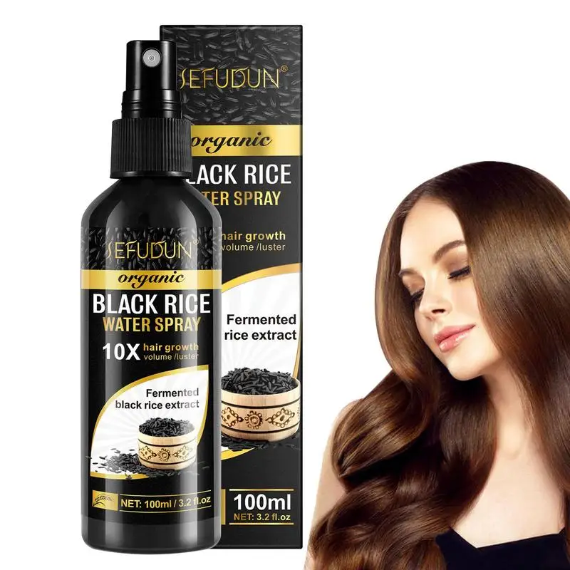 Espray para cabello fino, Spray para reparación de cabello de arroz negro, esencia para voluminar y fortalecer el cabello dañado, aceite en aerosol para reparación