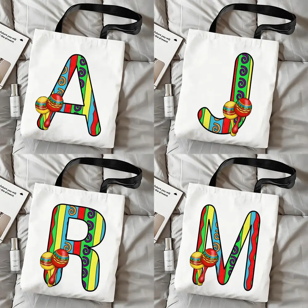 Bolsas de Almacenamiento para el Cinco de Mayo en México, Bolsa de Mano de Lona con Estampado a Doble Cara, Bolsa de Compras Reutilizable y Ecológica