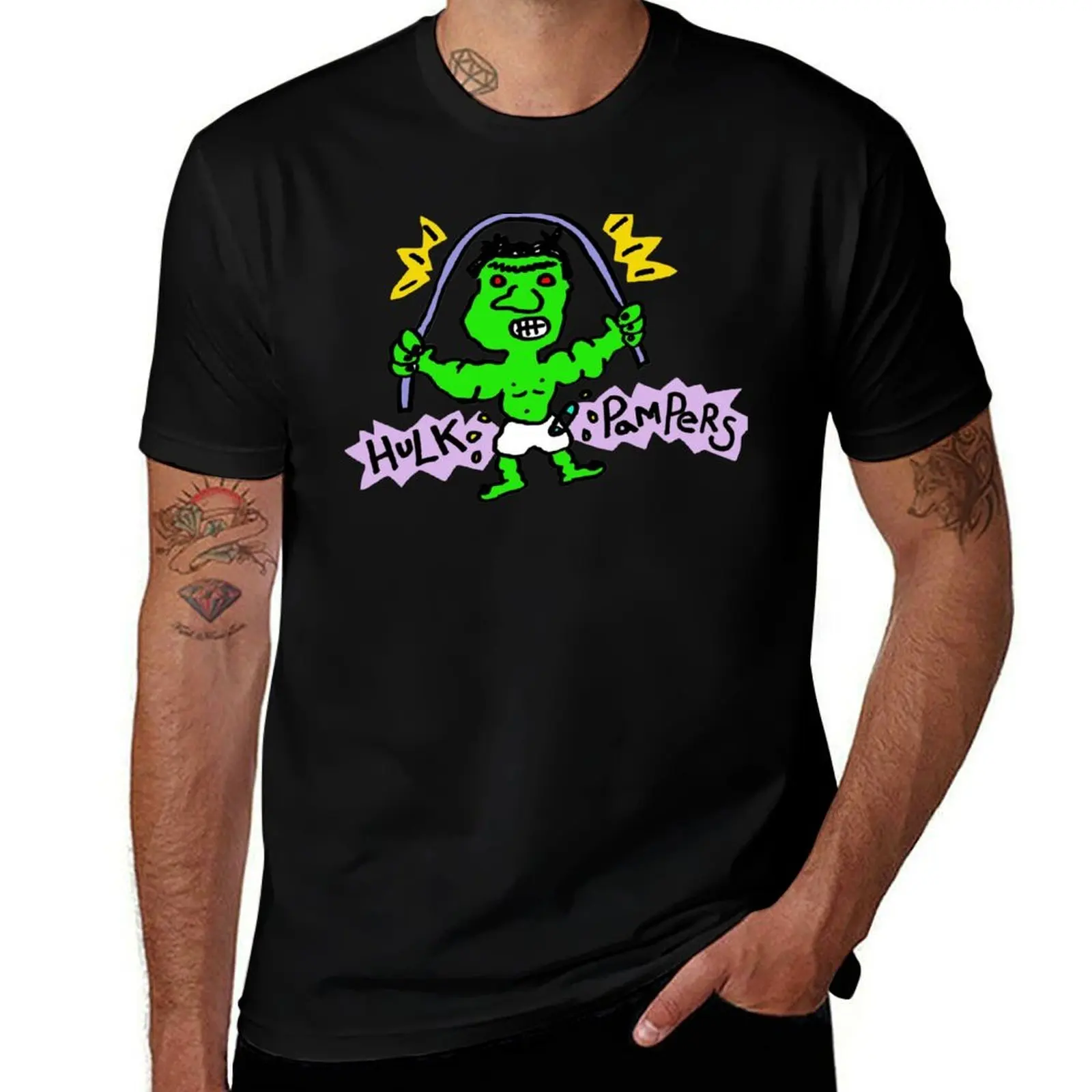 Green Radioactive Guy Diapers T-Shirt Durable Work Wear T-Shirt