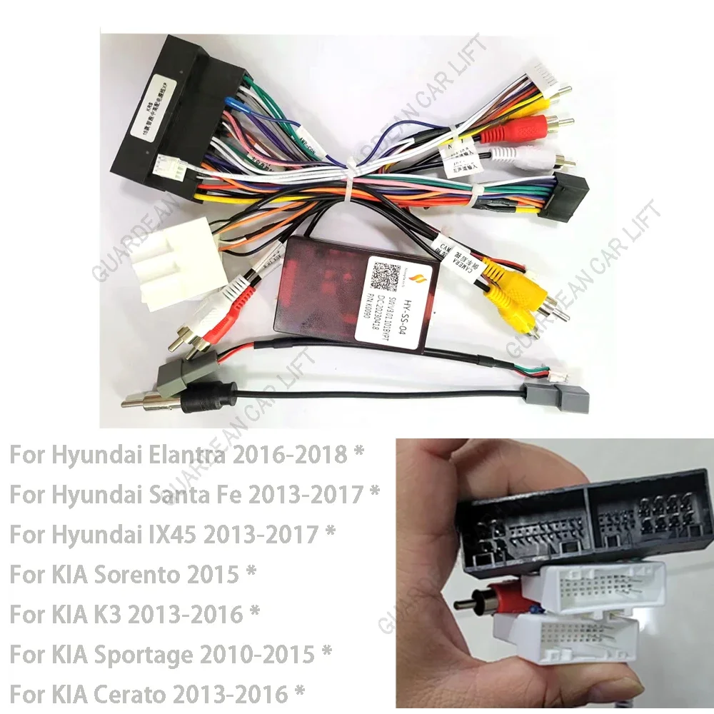 Car Radio Wiring Cable For 2015 Hyundai Santa fe Veloster / Kia Sportage K3 16Pin Harness Adapter Plug With CANBUS