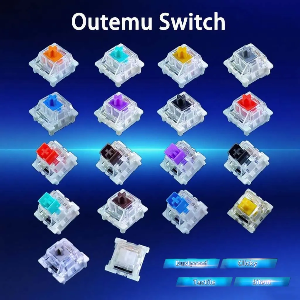 Outemu Switch for Mechanical Keyboard Black Blue Brown Red 3Pin Dustproof Linear Tactile Clicky Silent Compatible with MX Switch