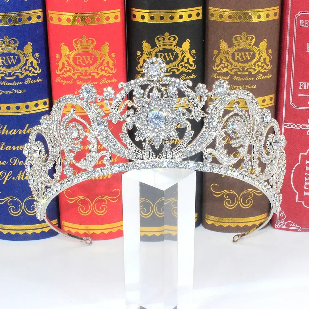 *الزفاف الأوروبي الأمريكي الرائع الزركون تاج المنصة الجمال الملكة الأميرة عيد ميلاد التيجان اكسسوارات الزفاف مجوهرات هدايا