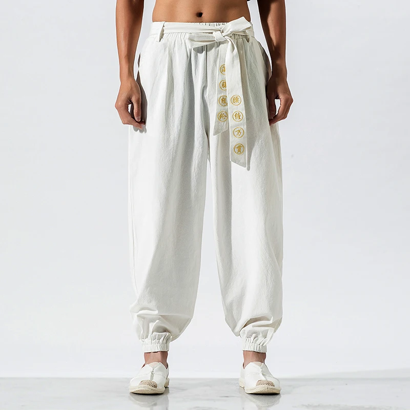 Japanese Casual Kimono Pants Loose Harajuku Trousers Japan Men Traditional Harem Pants Male Embroidered Jogging Pants Streetwear