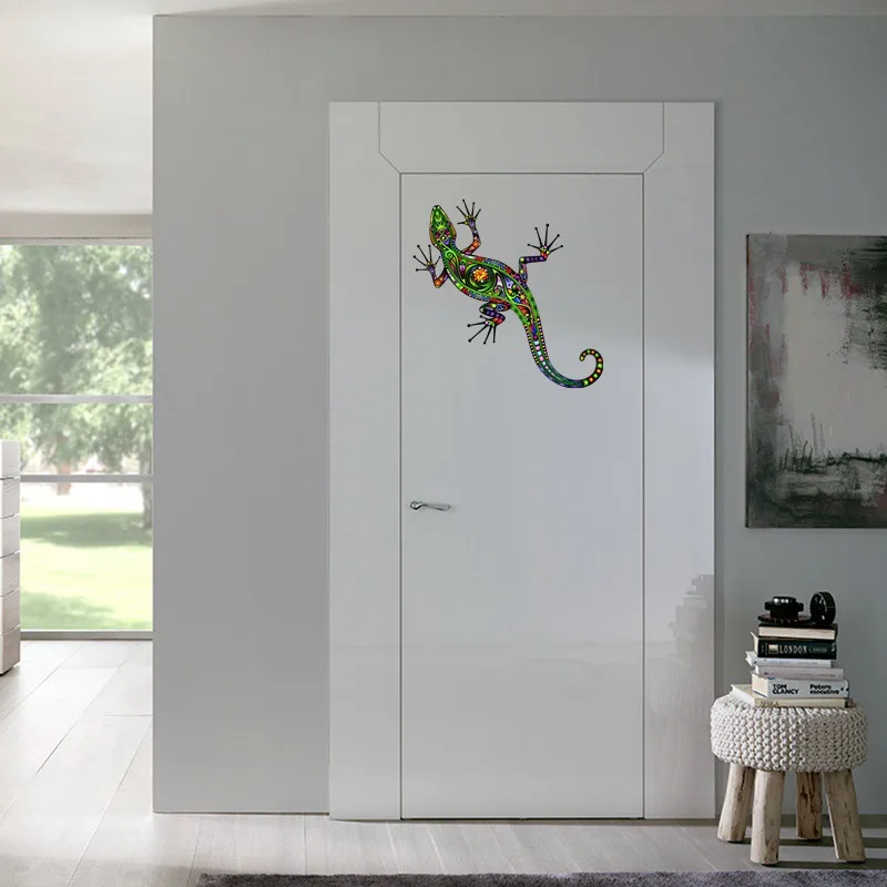 Tri koshki WCS894 11.4x19cm Colorful gecko Wall Sticker Waterproof Decal PVC Home Decoration Kids Room Door Living Room Toile