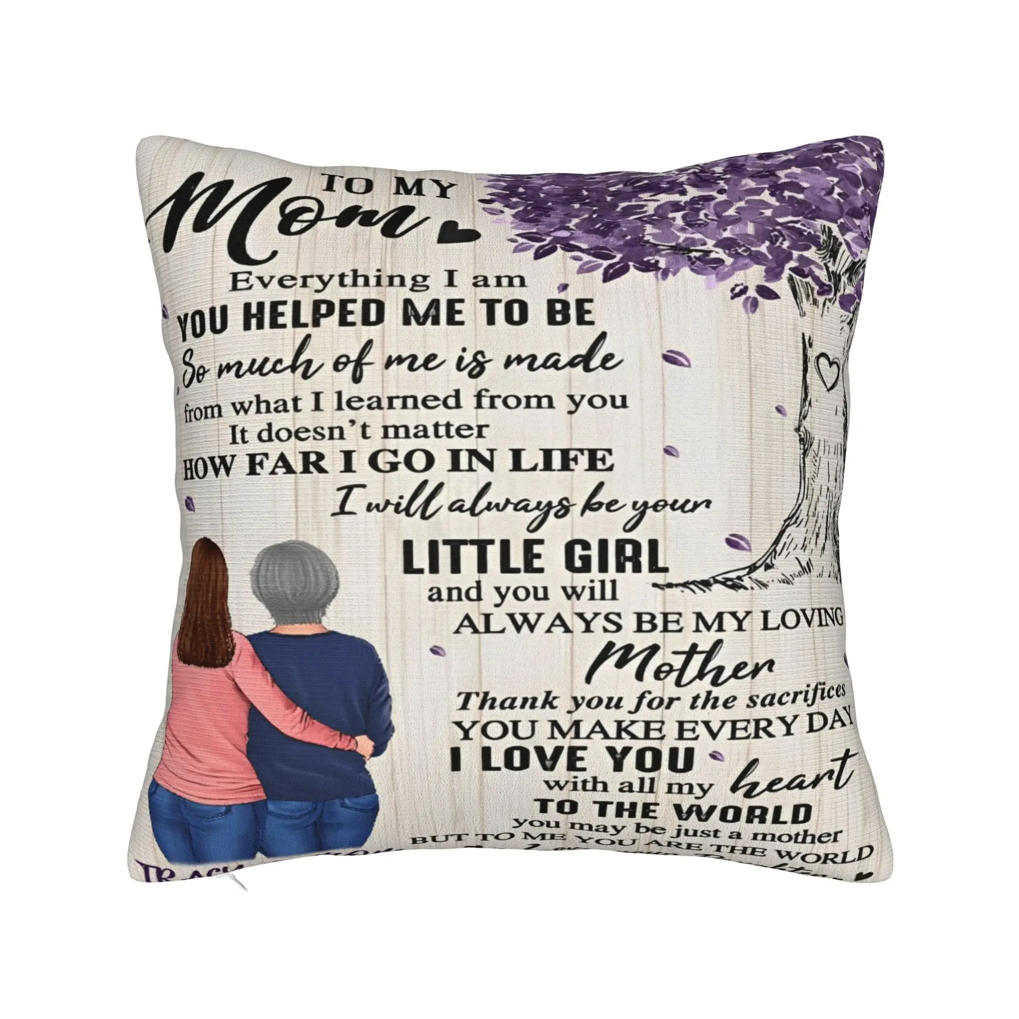 Mother's Day  Square Pillowcases Polyester Sofa Letter From Daughter Cushion Case Creative Decorative Pillowcase 40*40