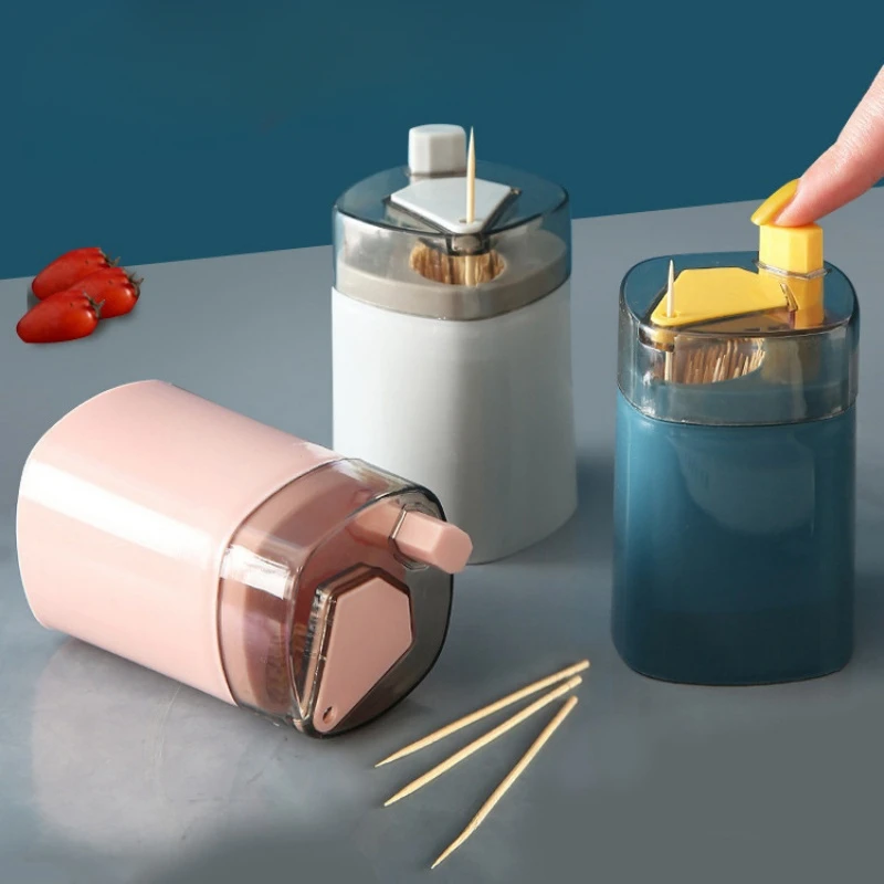 Household Automatic Toothpick Holder Container Table Toothpick Storage Box Press Type Toothpick Dispenser 3pc/lot