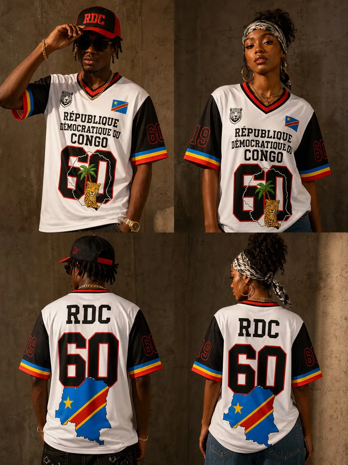 2026 New Summer Congo Printed Short-Sleeve Retro Sports Jersey Top Men's Casual V-Neck Short-Sleeve Sports Shirt Top