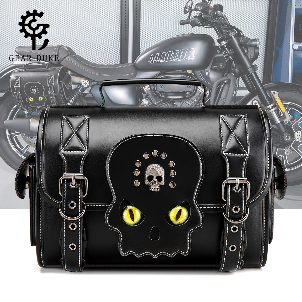 

Motorcycle Davidson Electric Car Rear Bag PU Leather Modified Hanging Bag Retro Riding Rear Bag Large Capacity