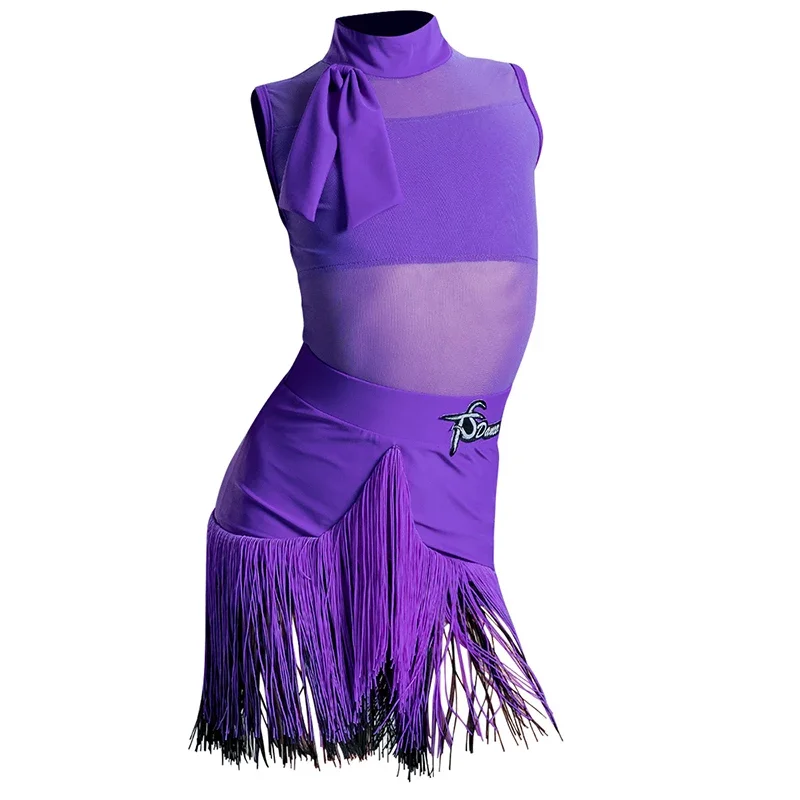 Vestido de baile latino para niñas, Cha traje de baile, vestido con flecos, vestido de competición Latina para niños, ropa de práctica de Samba