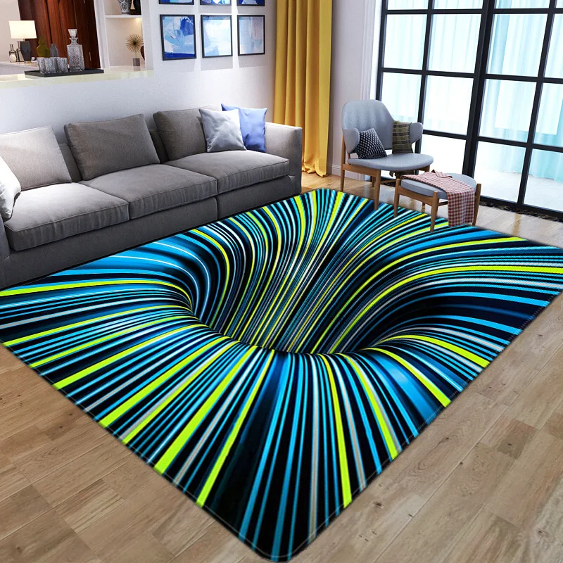 VIKAMA 3D Vertigo Stereo Vision Living Room Carpet Vortex Bedroom Full of Bed Side Blanket Sofa Blanket Mat