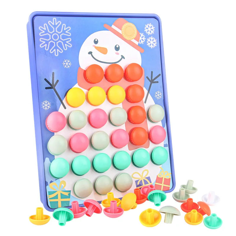 

3D Puzzles Creative Mosaic Mushroom Art Button Nail Kit Educational Toys For Children Funny Color Pattern Match Learning Toys