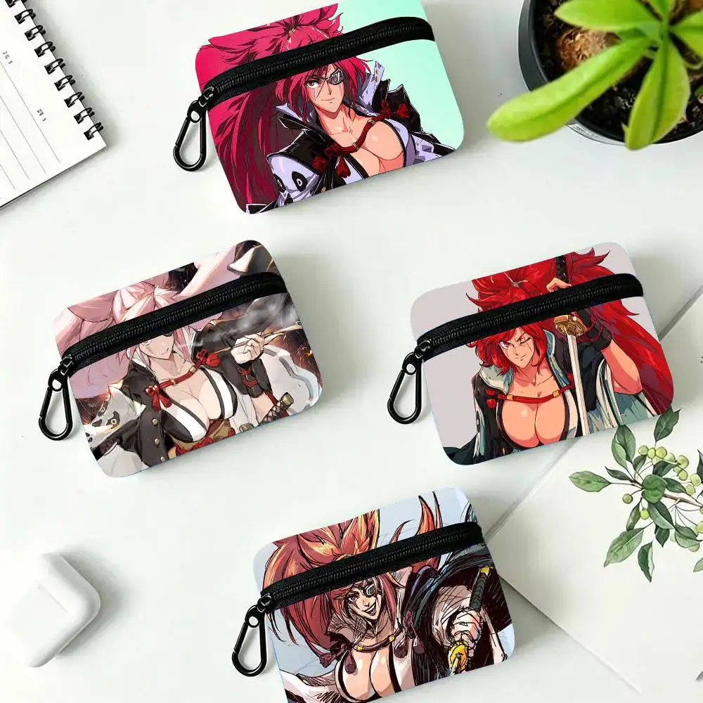 Baiken Fighting Game G-Guilty Gear Oxford Fabric Wallet With Zipper, Hanging Multifunctional Bag For Credit Cards, Keys, Coins