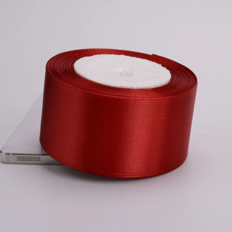 (25Yards/roll) 6/10/15/20/25/40/50mm Burgundy Color Satin Silk Ribbon Handmade DIY Material Gift Wrapping Christmas wine red