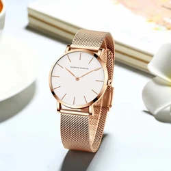 HANNAH MARTIN Watch for Women Top Brand Japan Quartz Movement 36mm Rose Gold Waterproof Fashion Nordic Minimalist Ladies Watches