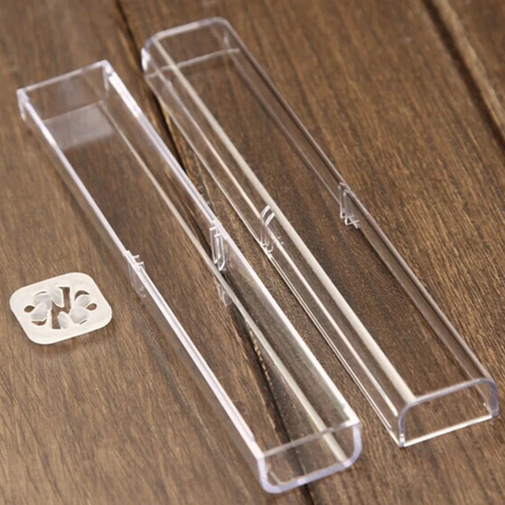 

10Pcs Square Clear Pen Case Plastic Pencil Storage Box Durable Organizer School Supplies Ballpoint Pen Gift Container