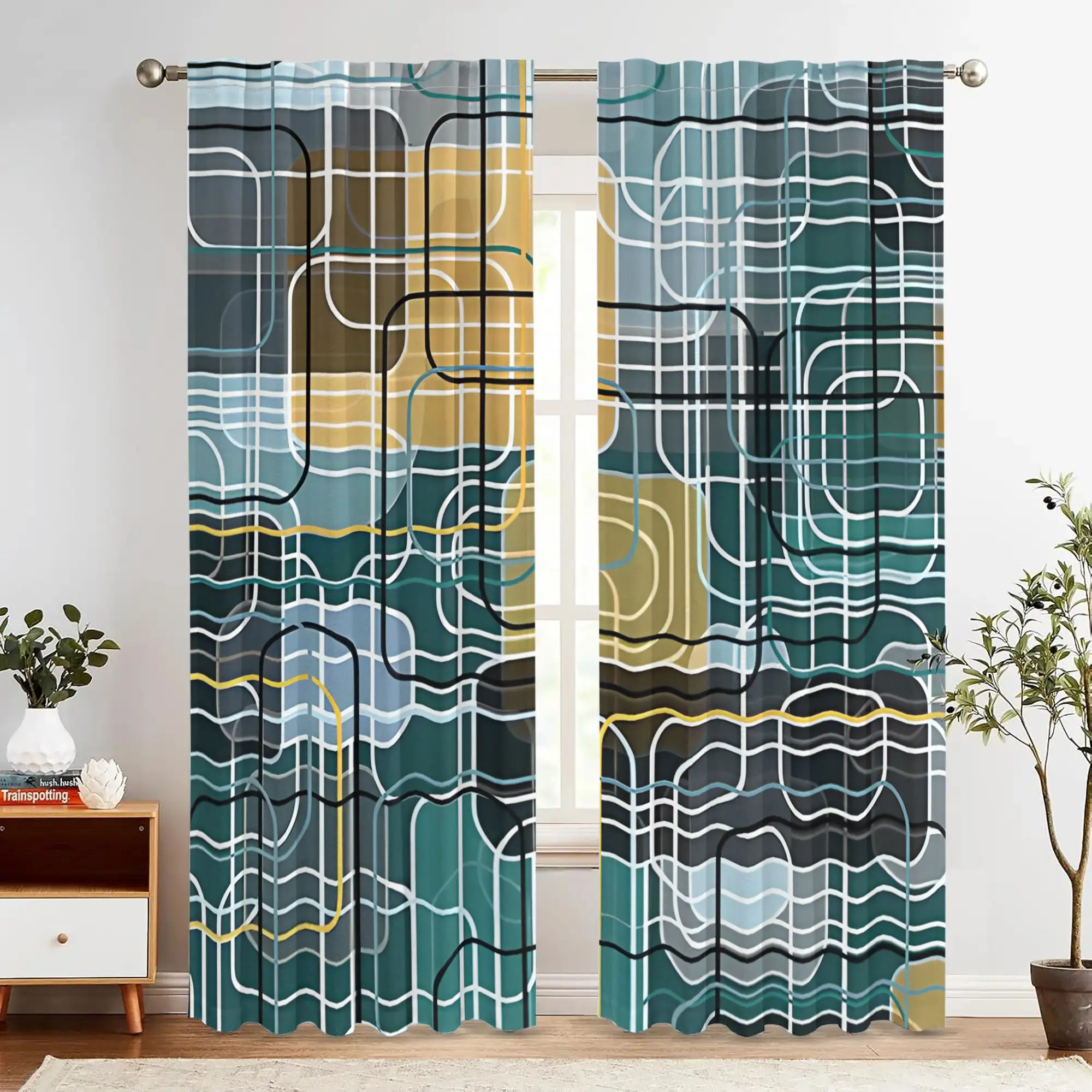Blue and Green Dream Design Print Drapes Room Darkening Window Curtains for Home Decor,Rod Pocket Blackout Curtains Bedroom