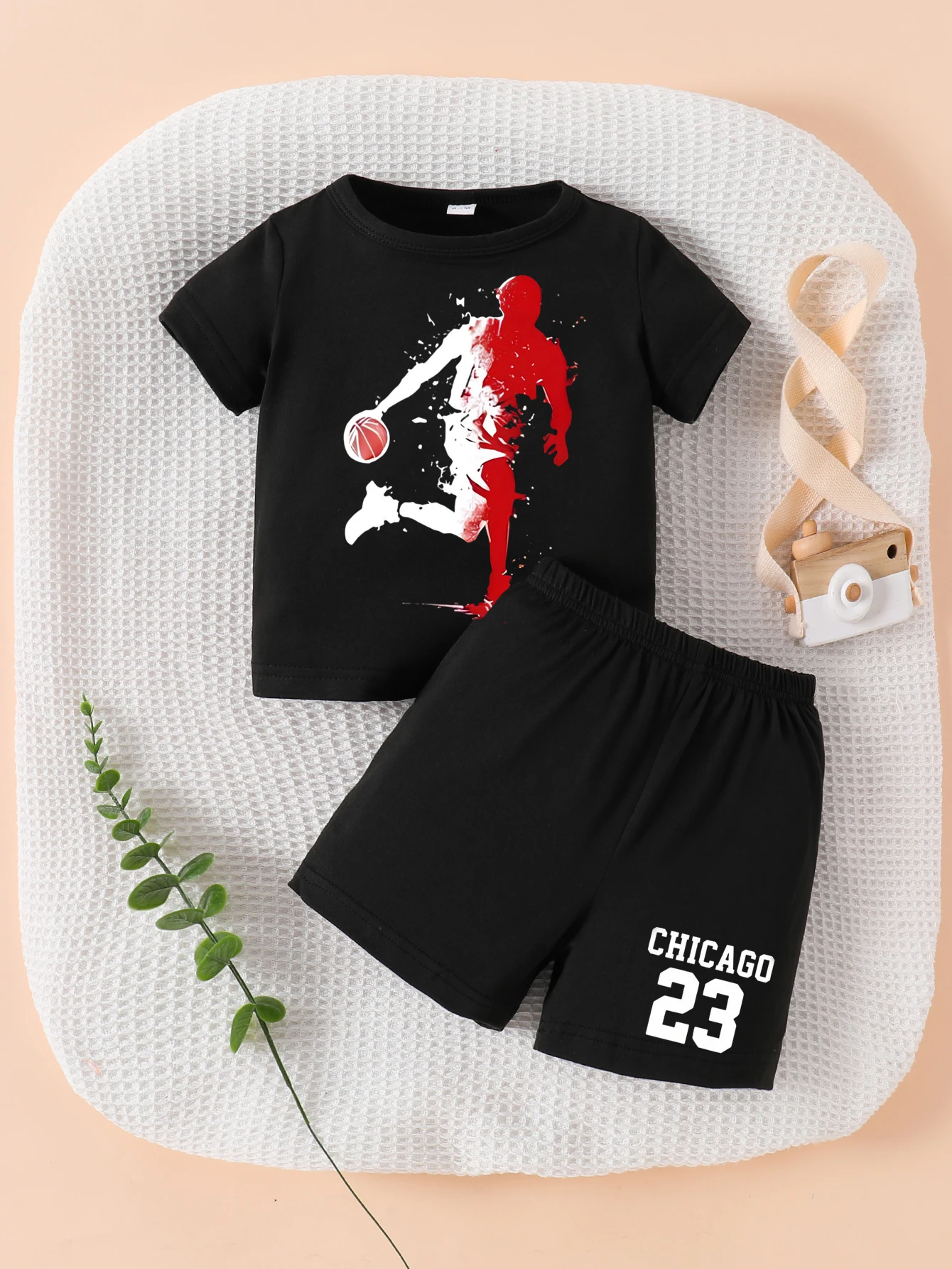 0-3yrs old Infant Baby Boy Basketball Boy Summer Clothes Sets Black Outfits for toddler boys