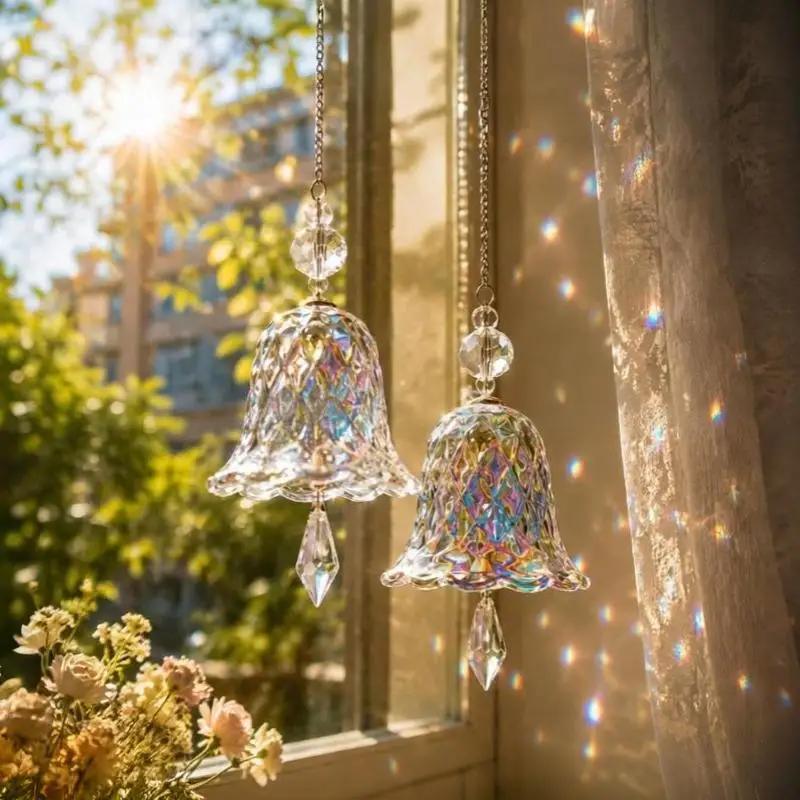 Kristallglas-Glocken-Windspiel, Hängender Sonnenfänger, Ästhetische Dekoration für Schlafzimmerfenster, Hochzeit, Weihnachtsgeschenkidee – Detail 2
