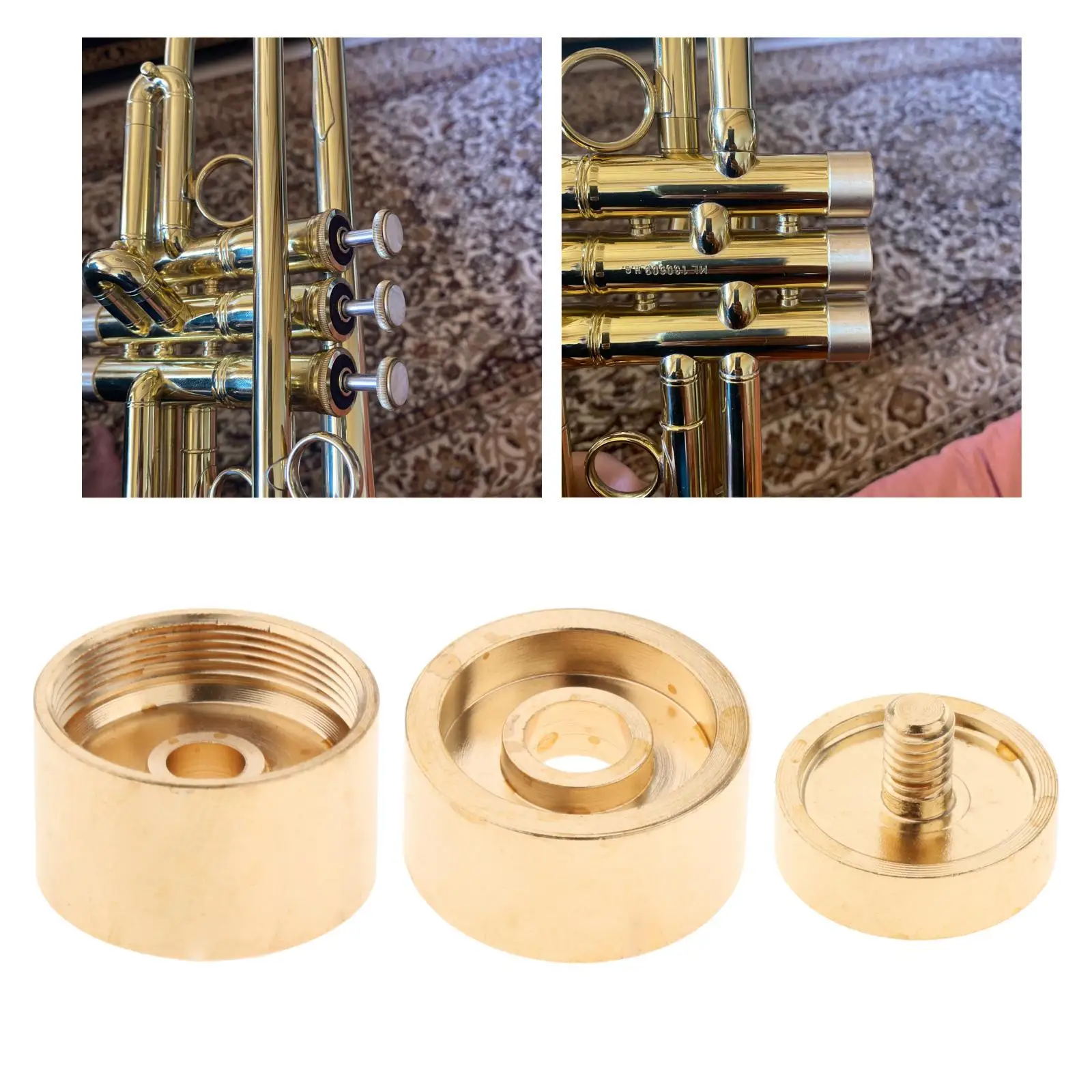 Valve Stem Cap Metal Trumpet Repair Part Brass Guard Replacement Set for Musical Instrument Repair Trumpet