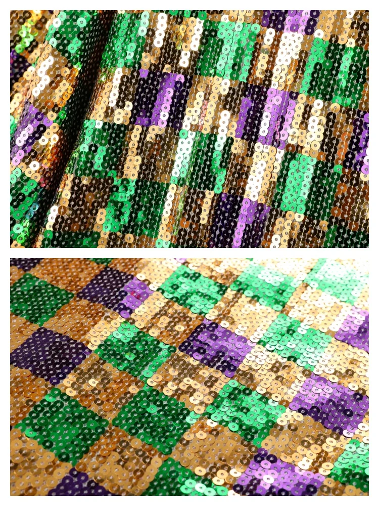 Robe de soirée à paillettes Mardi Gras pour femmes, col rond, demi-manches, t-shirt court et ample, robe carrée à paillettes géométriques