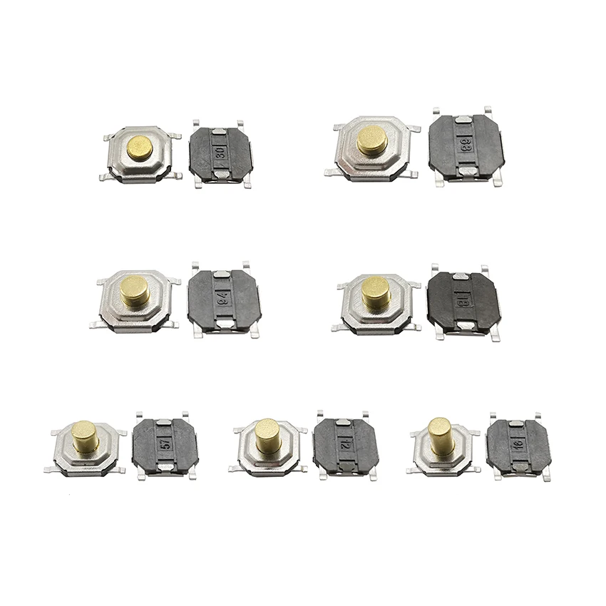 50Pcs 4x4mm 4 Pin SMD Tactile Tact Push Button Micro Switch 4*4*1.7/2/2.3/2.5/3/3.5/4.3mm Keys Button