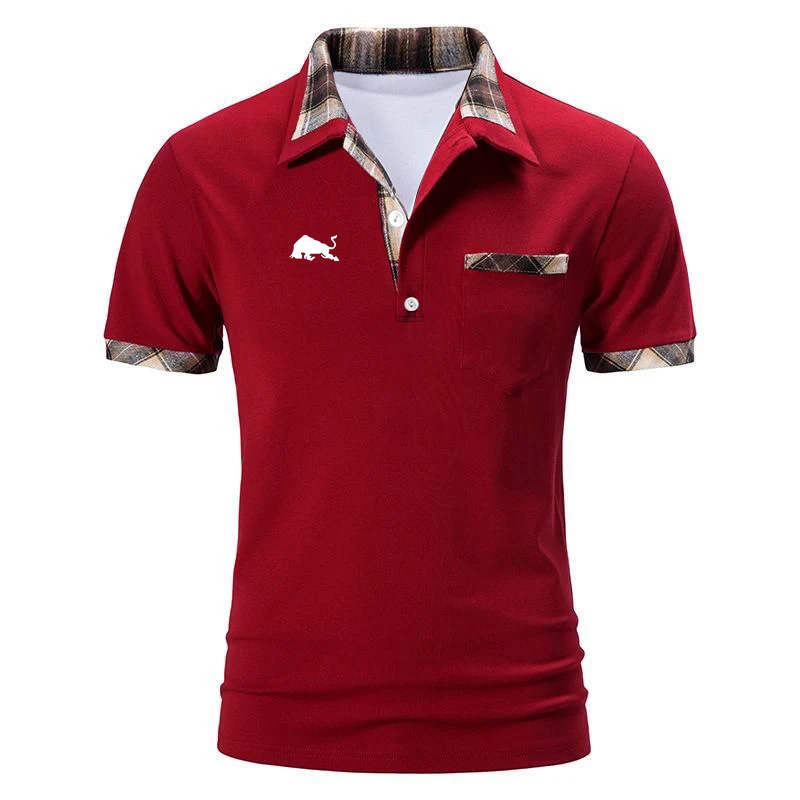 Men Clothes Summer Slim Fit Business Lapel Polo Shirt Men Summer Sport Slim Fit Tops Pocket Stitching Casual Golf Polo Shirt