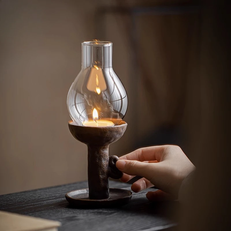 

Old rock mud antique candle holder, tea ceremony tea table decoration ornament