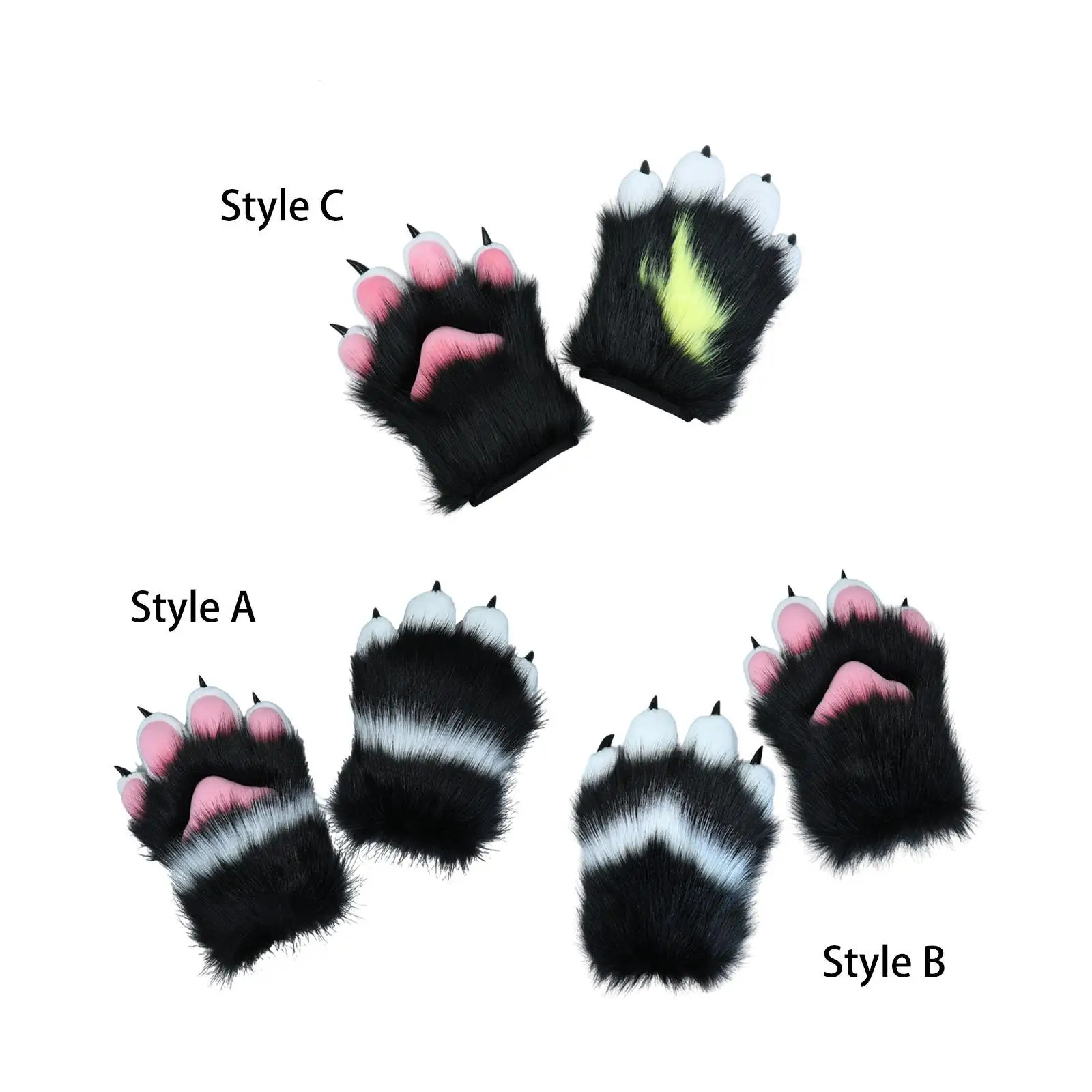 Cat Paws Gloves Animal Claw Dress up Girls Cosplay Costume Accessories Animal Claws for Club Party Festival Role Play Halloween