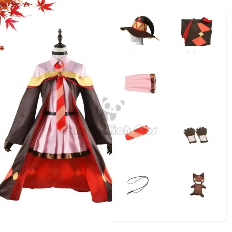 Kostum Cosplay Anime God's Blessing on this Wonderful World Wig Megumin Set Lengkap Setelan Penyihir Wanita Halloween;8,k'5;h.